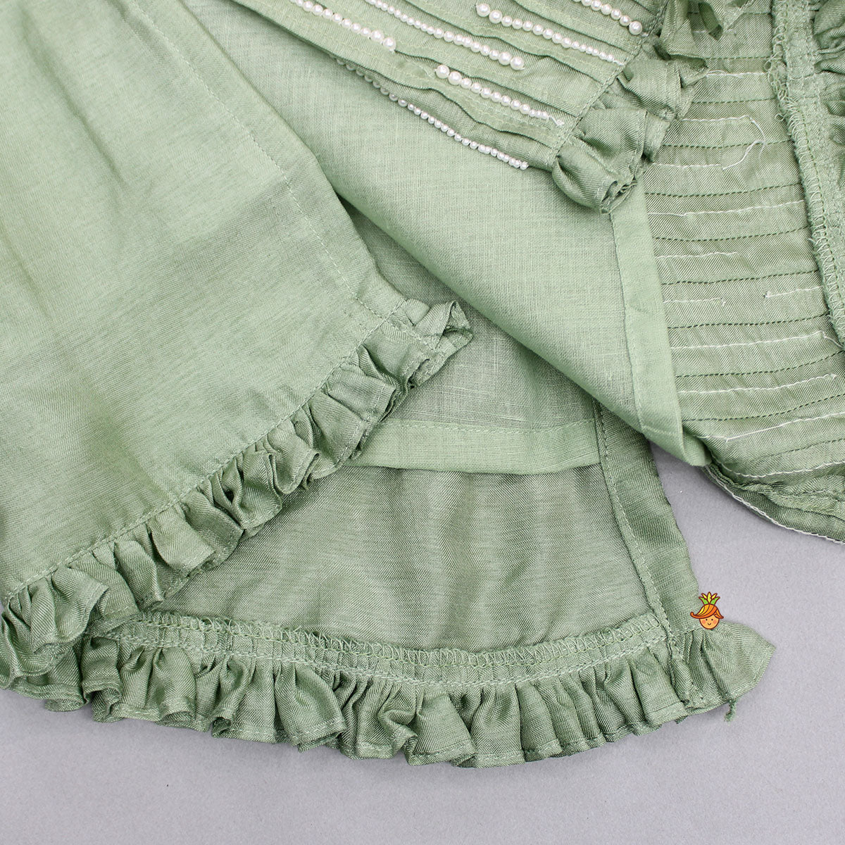 Embroidered Tie Up Straps Kurti And Flared Palazzo