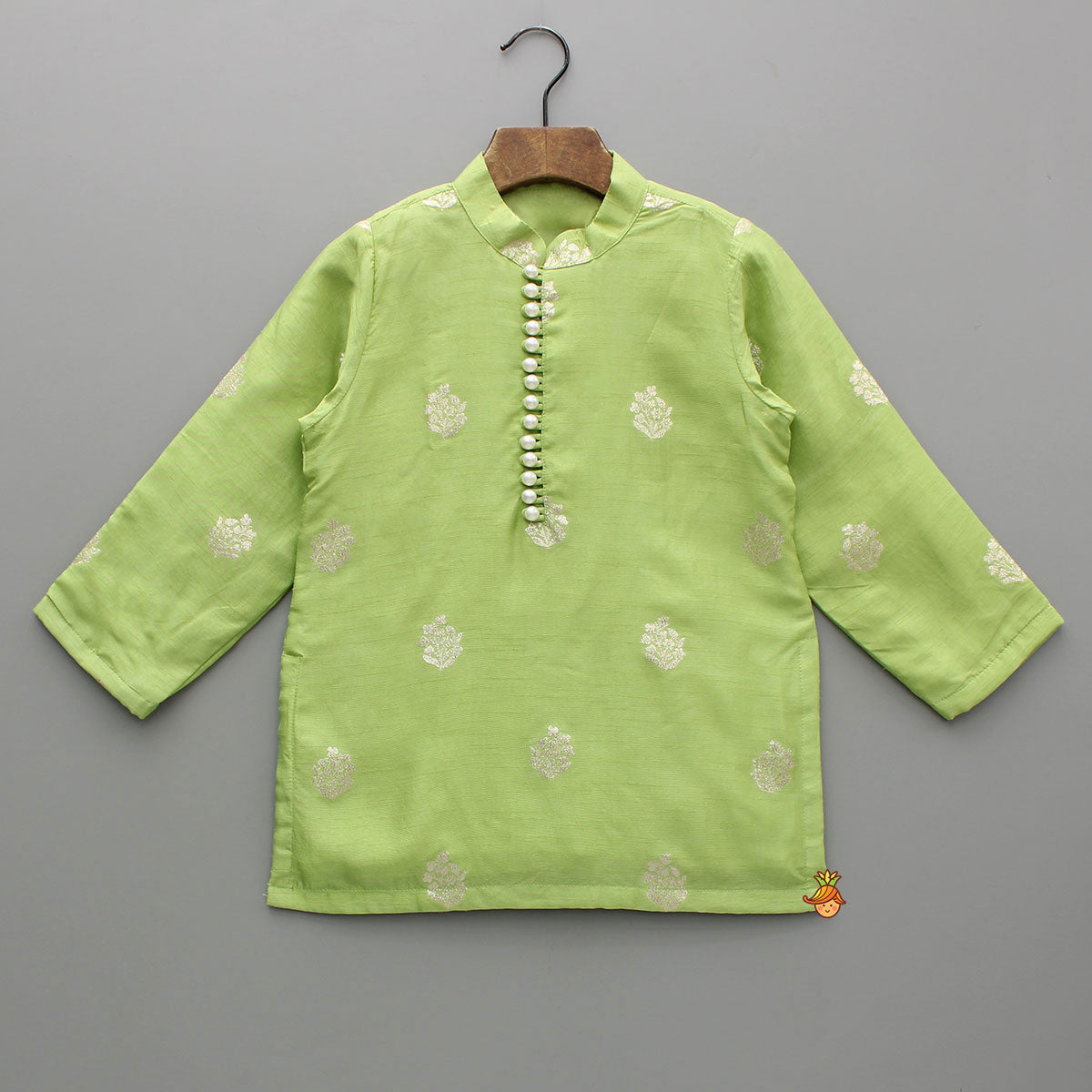 Brocade Green Kurta And Pyjama