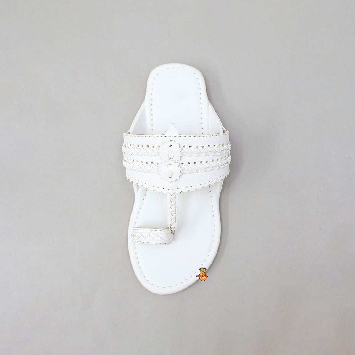 White Braided Kolhapuri Flats