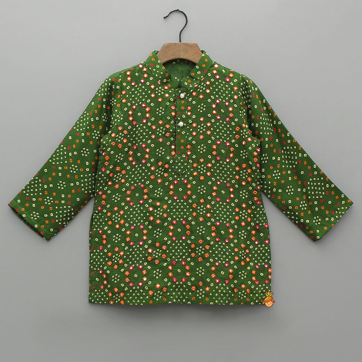Bandhani Printed Green Kurta And Pyjama