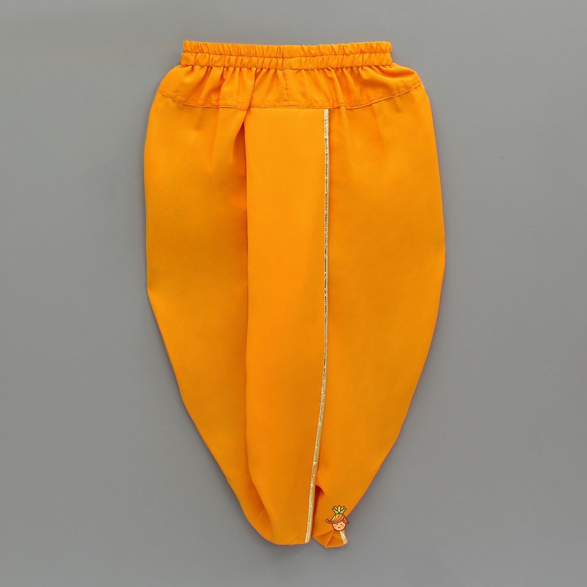 Yellow Embroidered Kurta And Dhoti With Mukut