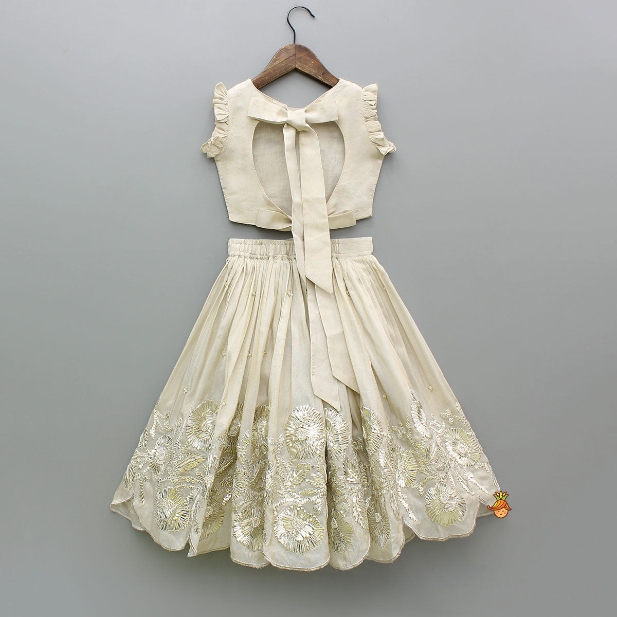 Gota Lace Embroidered Top With Lehenga