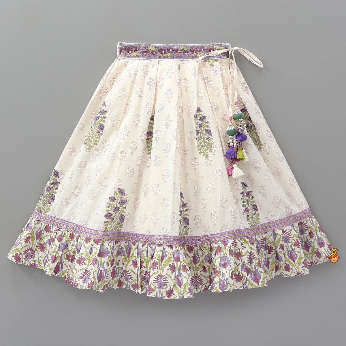 Floral Printed One Shoulder Top With Lehenga And Dupatta