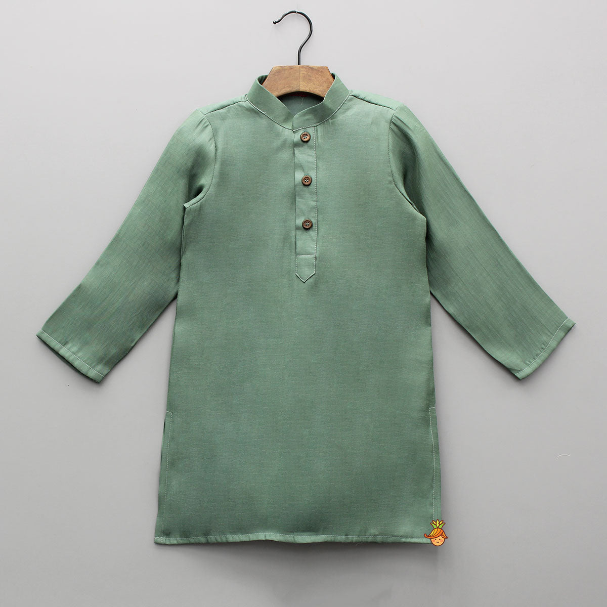 Green Kurta With Printed Jacket And Pyjama