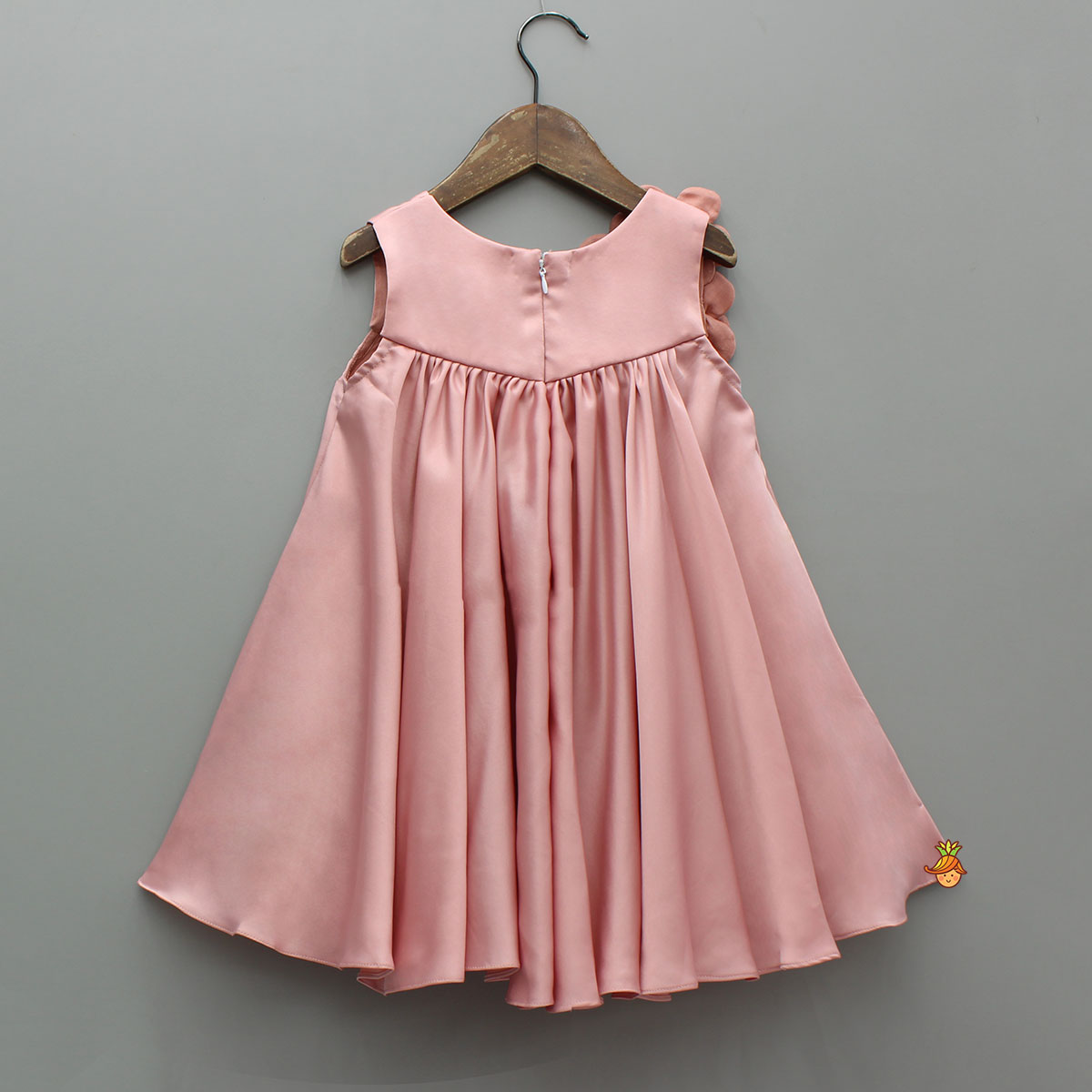 Flower Enhanced Pink Flared Dress