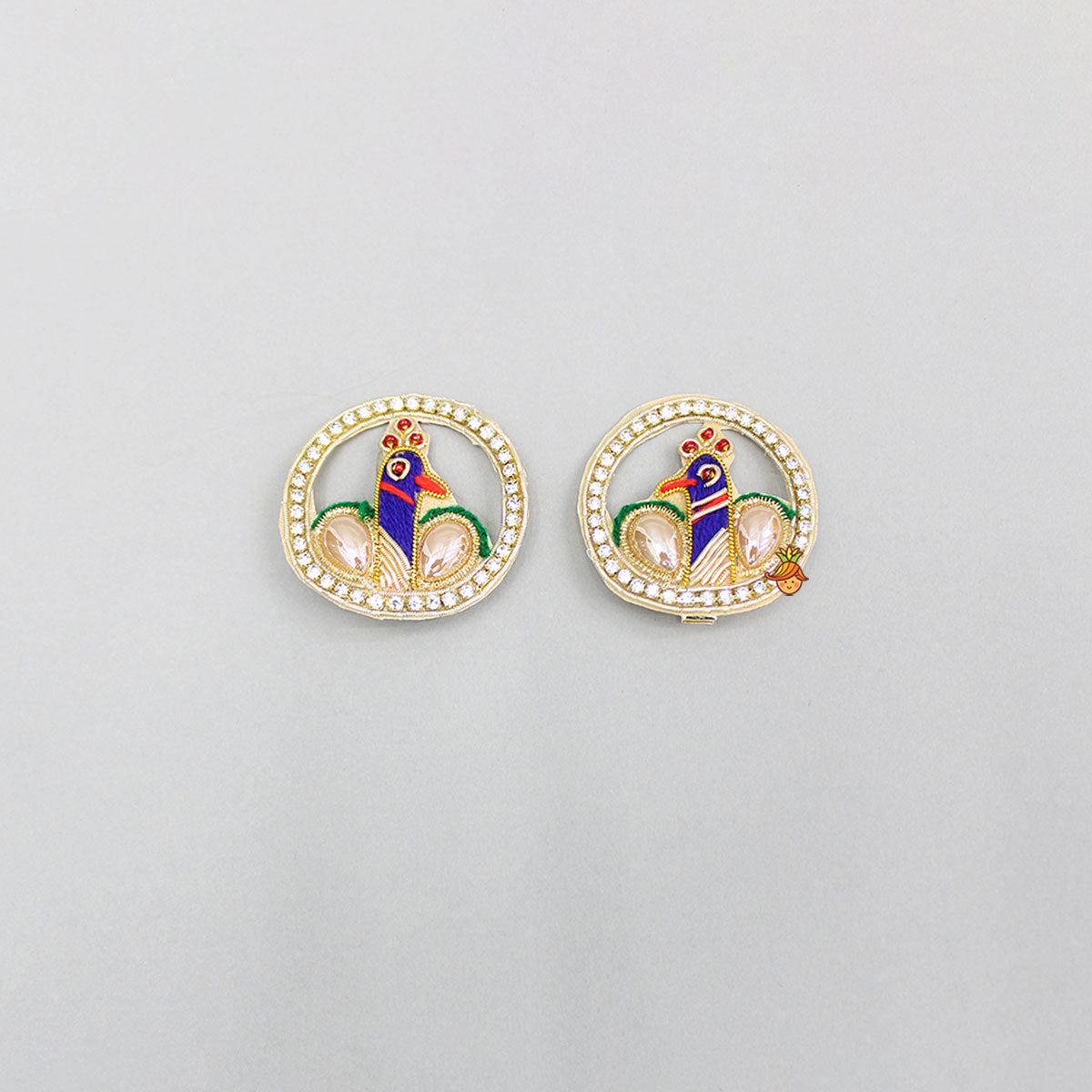 Peacock Embroidered Studded Hairclips