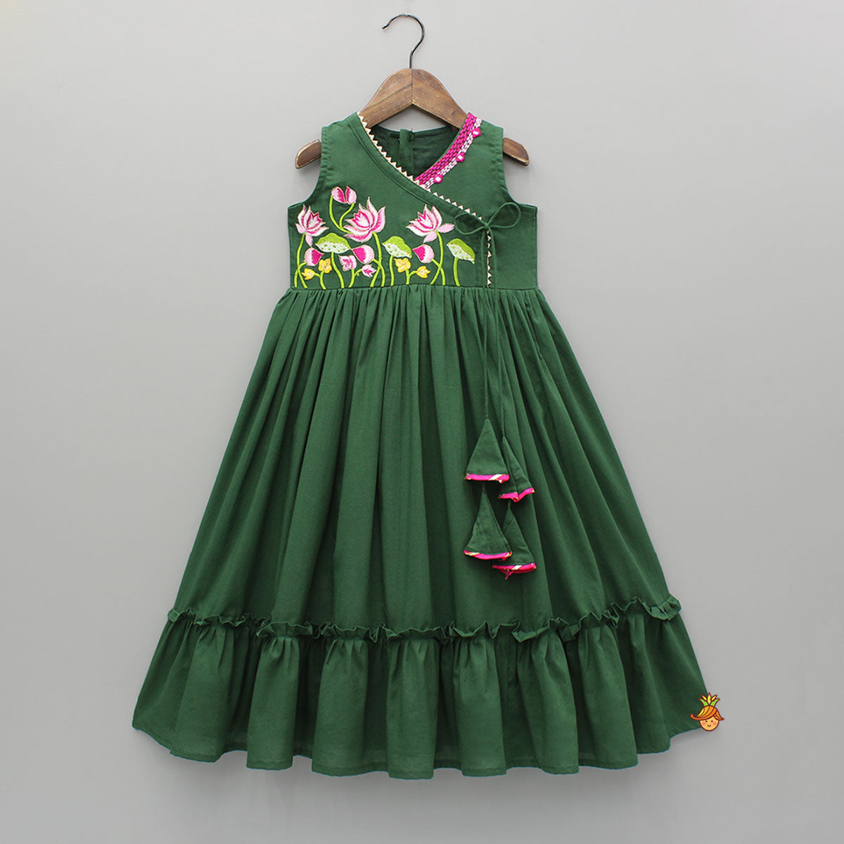 Green Multicolour Floral Embroidered Kurti