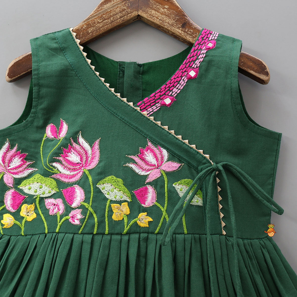 Green Multicolour Floral Embroidered Kurti