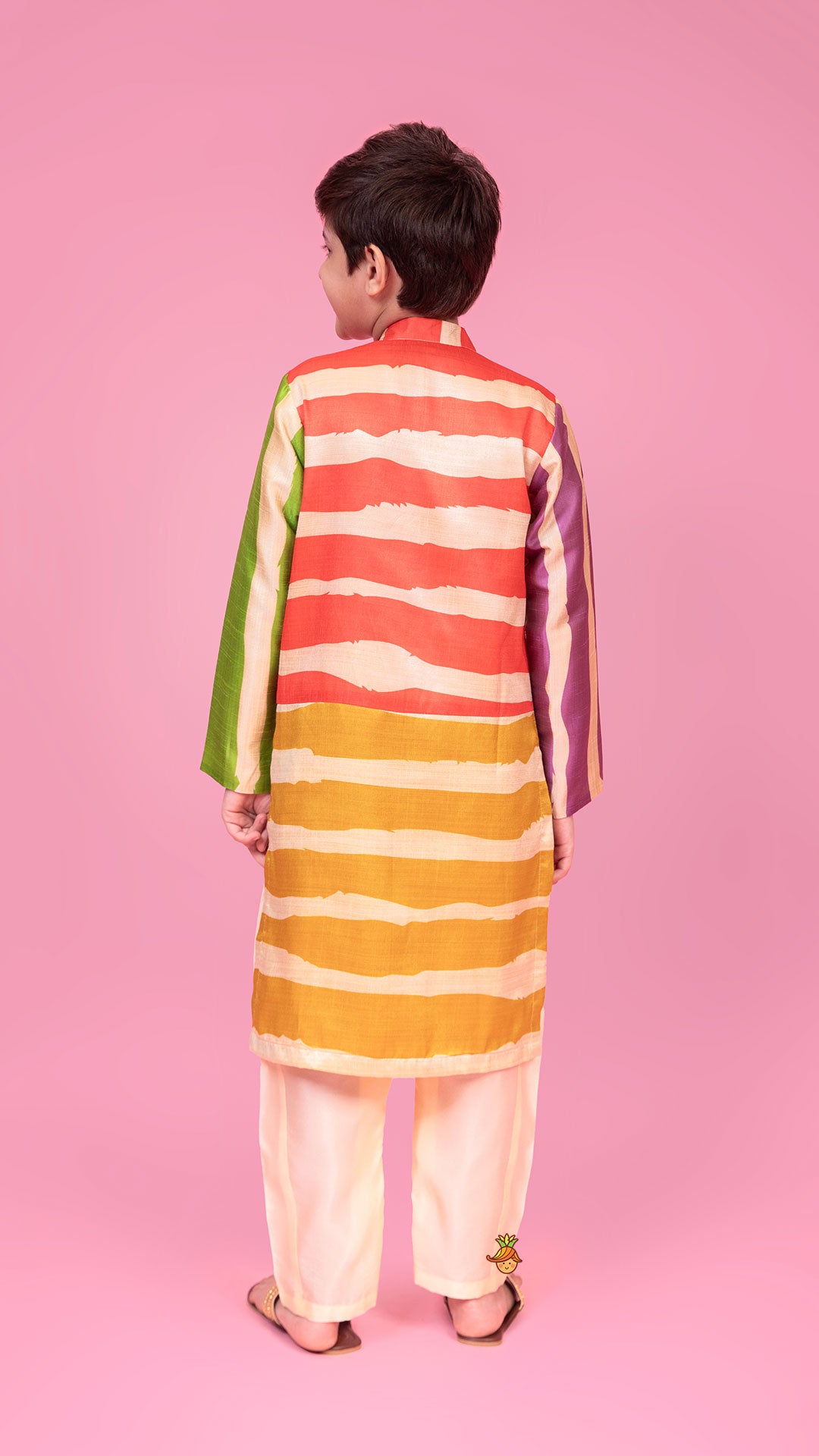Multicoloured Striped Kurta And Pyjama