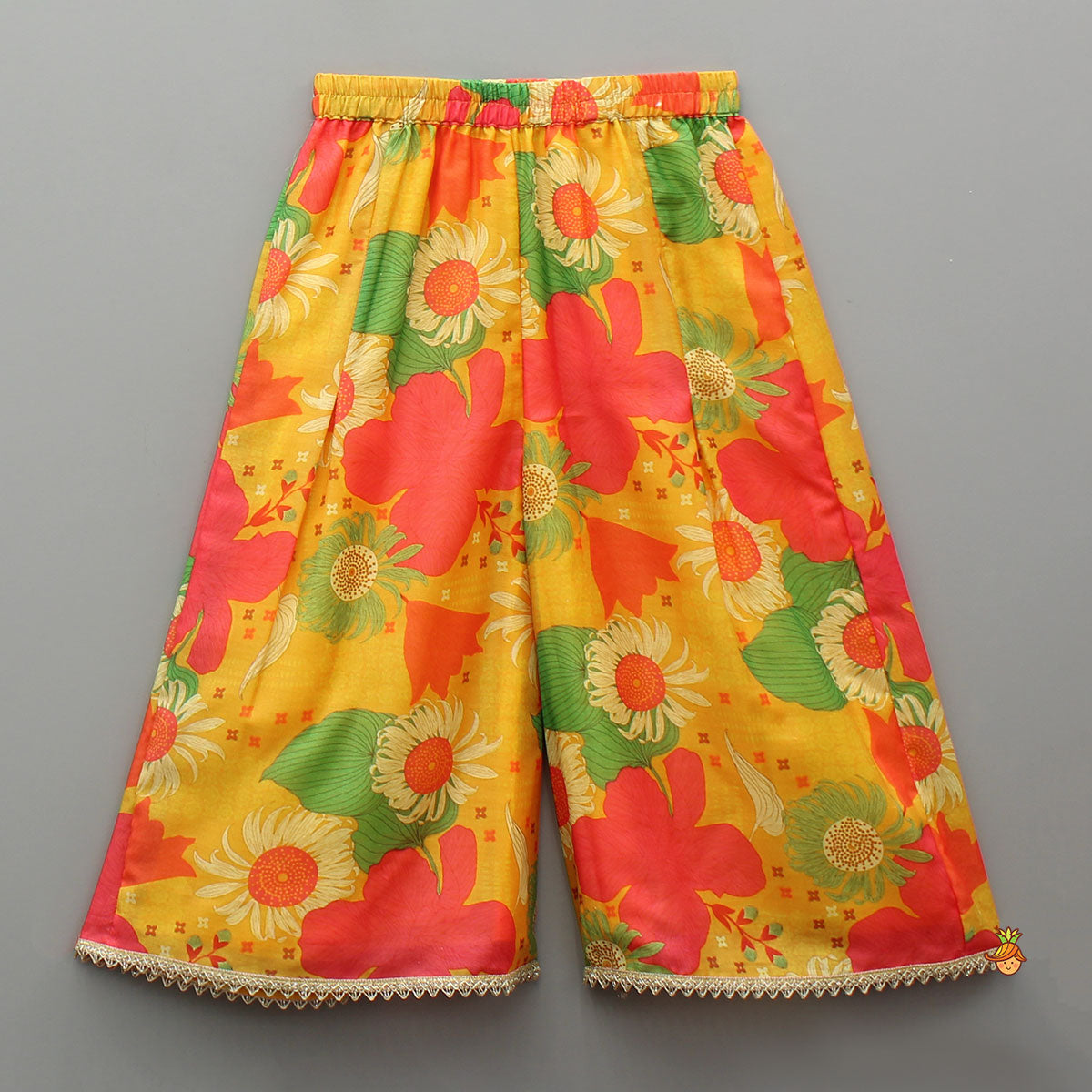 Multicolour Floral Printed Strappy Top And Palazzo With Dupatta