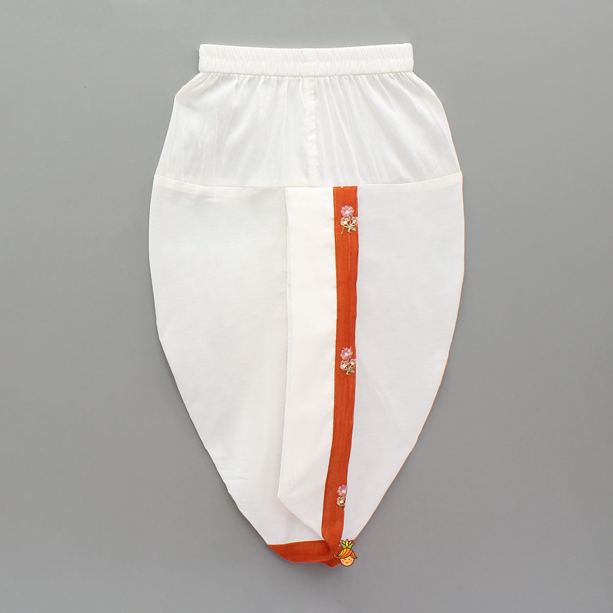 Floral Embroidered Orange Kurta And Dhoti