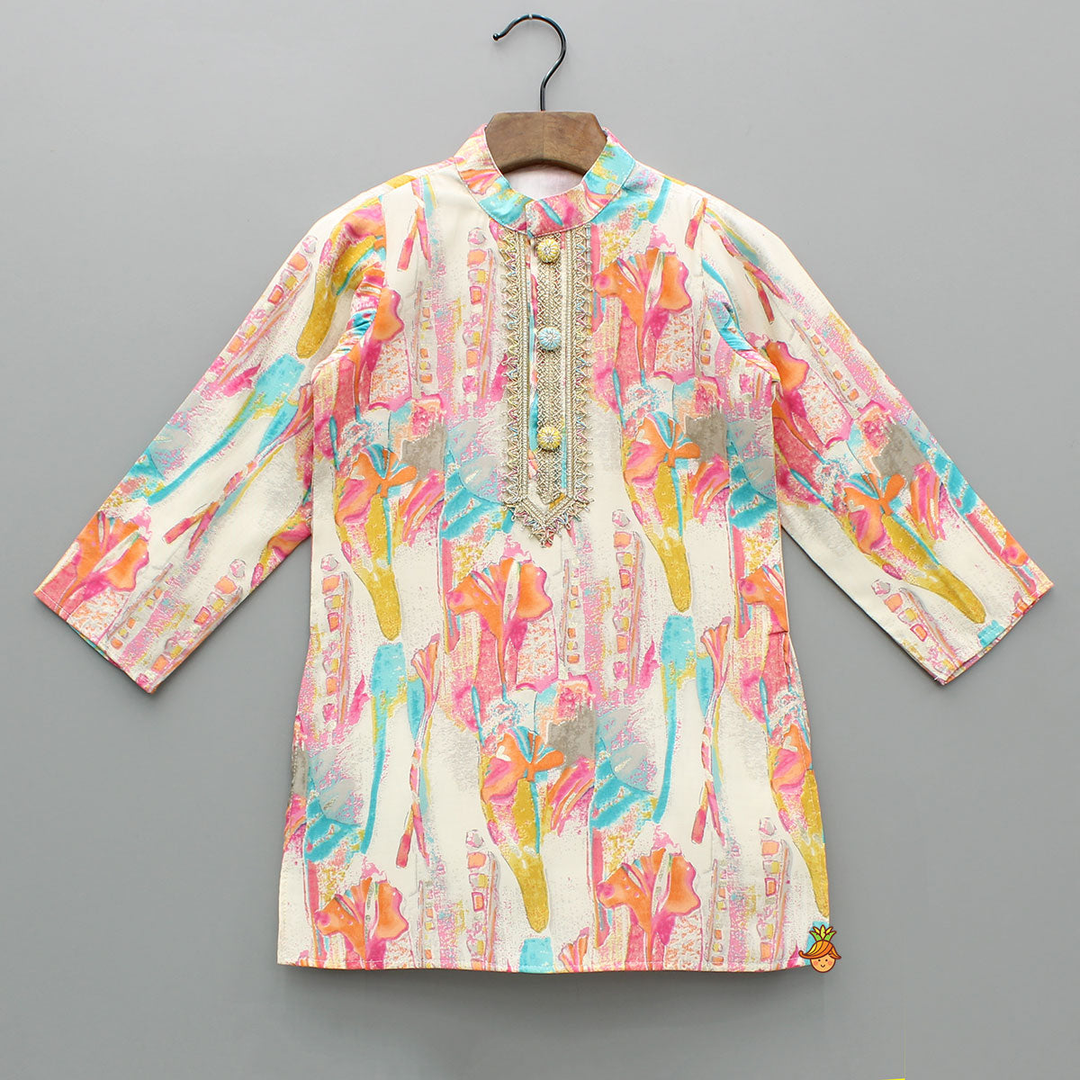 Multicoloured Printed Kurta And Pyjama