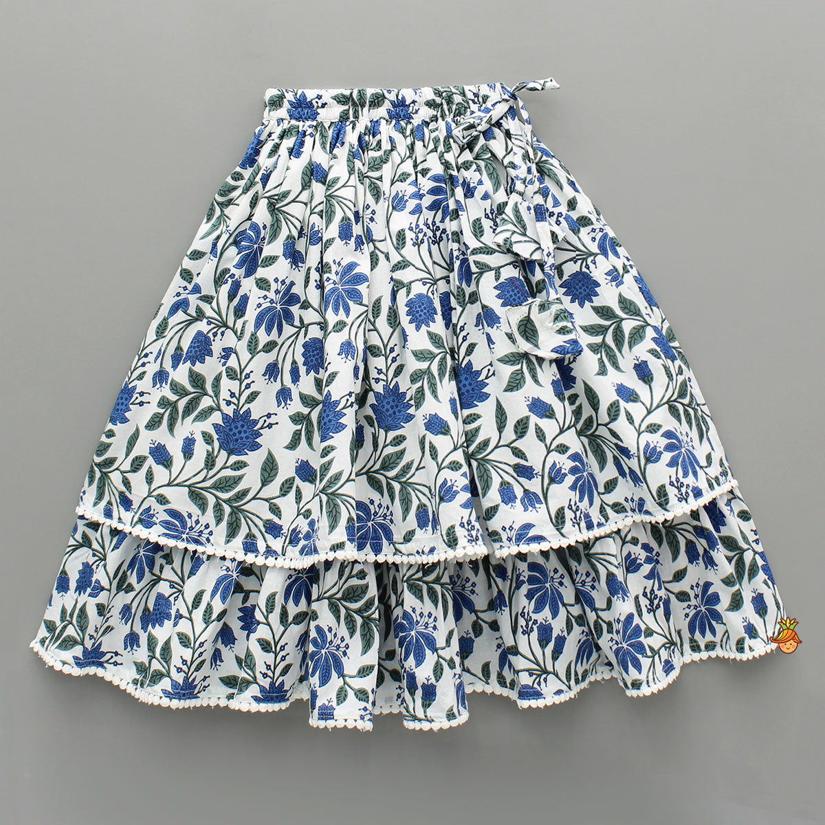 Floral Printed Top And Layered Lehenga
