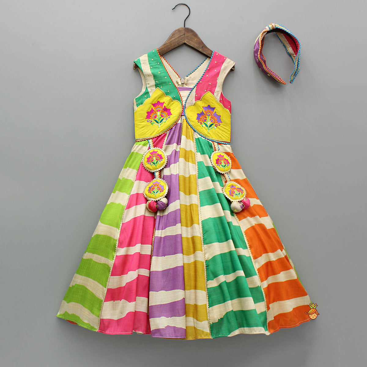 Multicolour Flared Kurti And Matching Hairband
