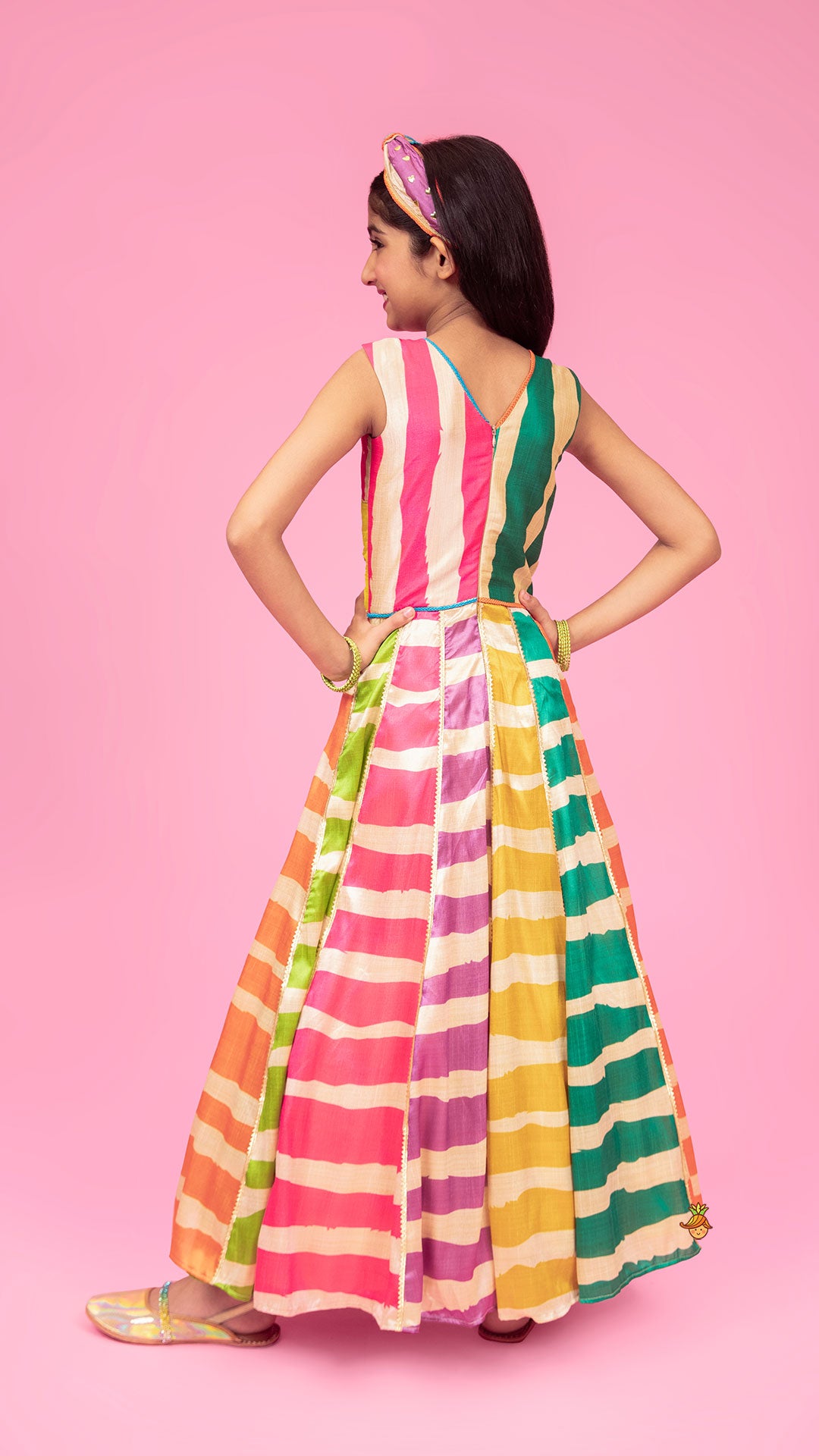 Multicolour Flared Kurti And Matching Hairband