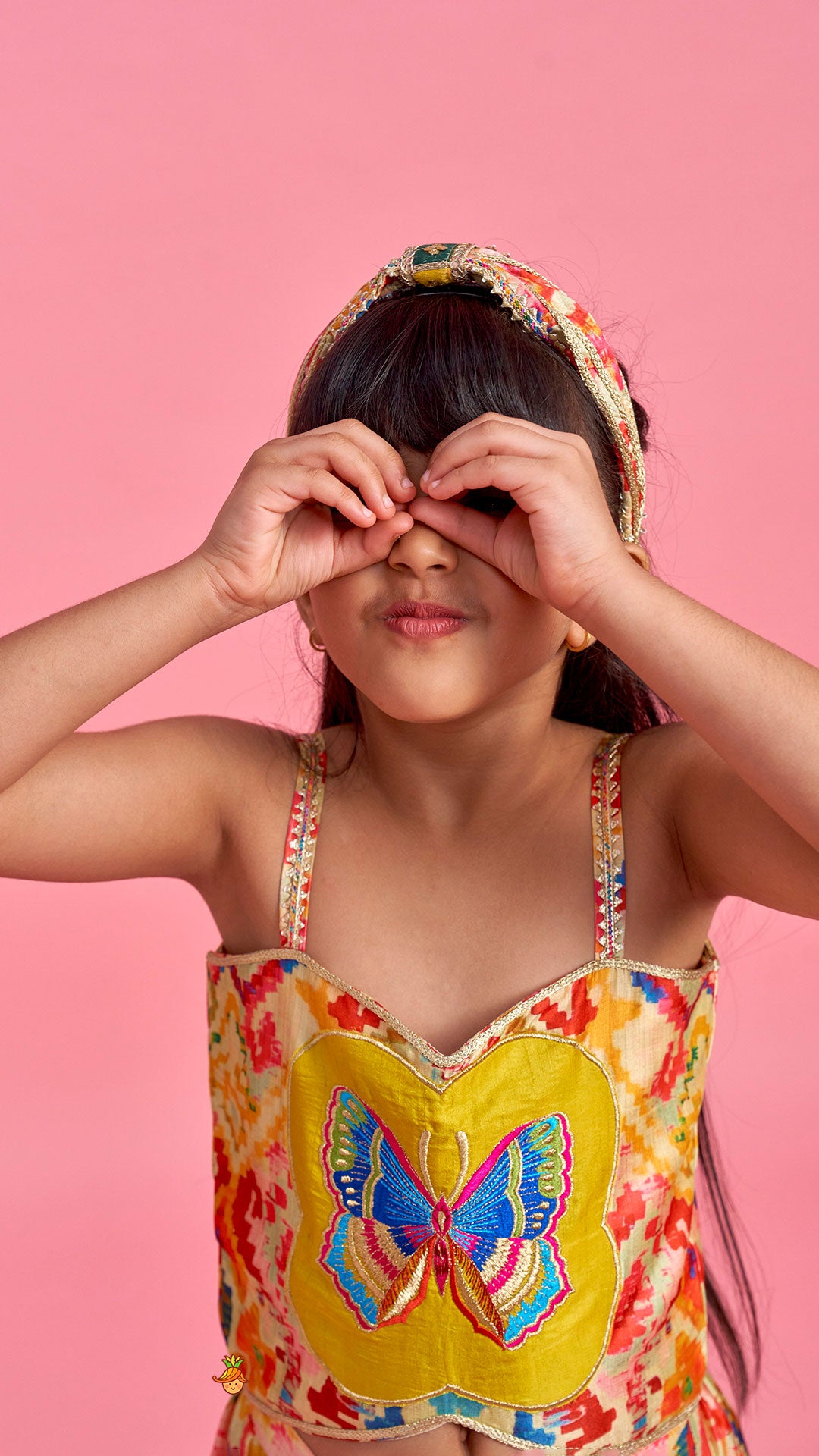 Printed And Embroidered Strappy Jumpsuit With Hairband