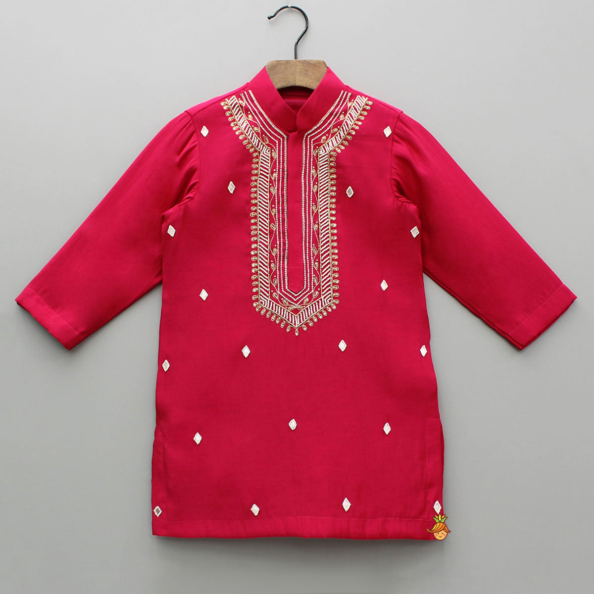Embroidered Pink Kurta With Churidar