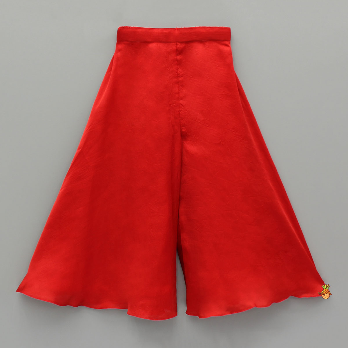 Red Embroidred Halter Neck Top With Flared Palazzo