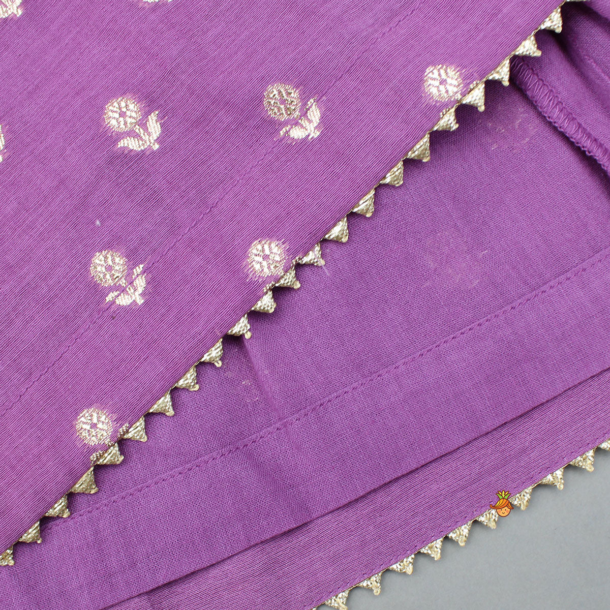 Chanderi Embroidered Purple Kurti And Salwar With Gota Lace Work Dupatta