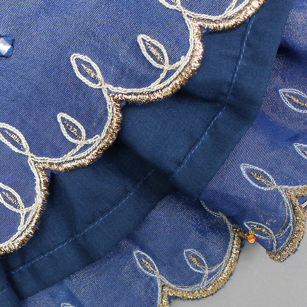 Blue Shimmery Strappy Embroidered Kurti And Palazzo