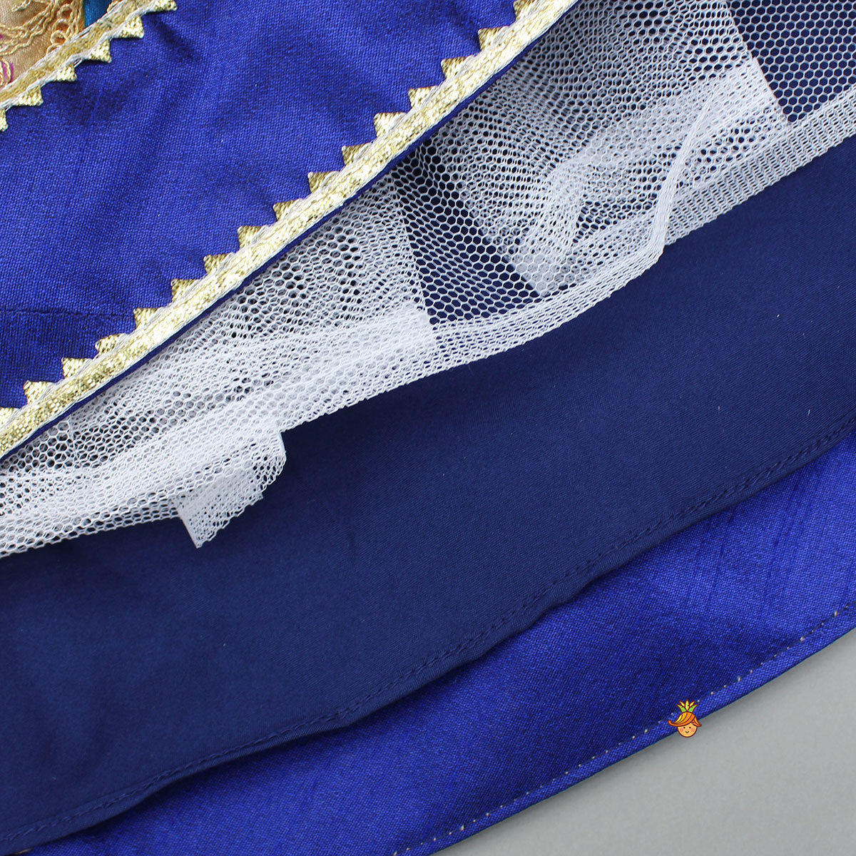 Gota Lace Detail Charming Blue Top And Lehenga With Net Dupatta