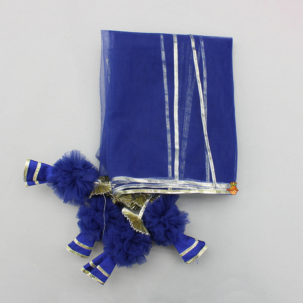 Gota Lace Detail Charming Blue Top And Lehenga With Net Dupatta