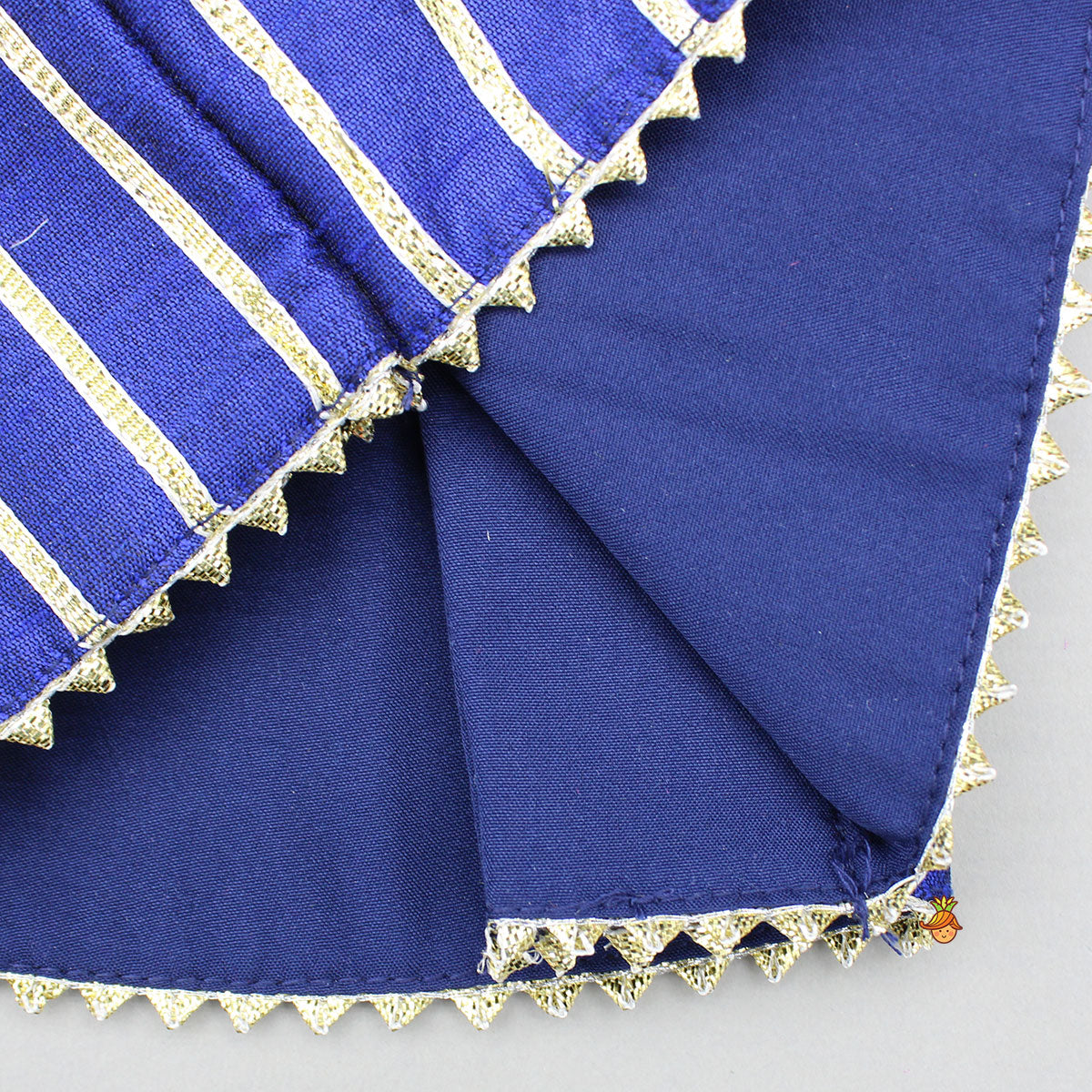 Gota Lace Detail Charming Blue Top And Lehenga With Net Dupatta