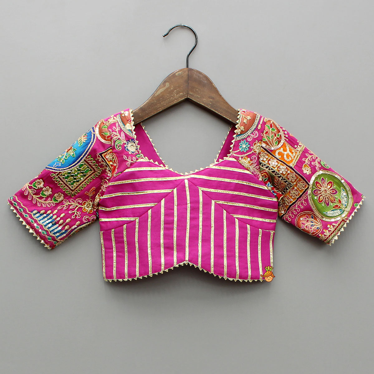 Pink Printed And Embroidered Top With Lehenga And Dupatta