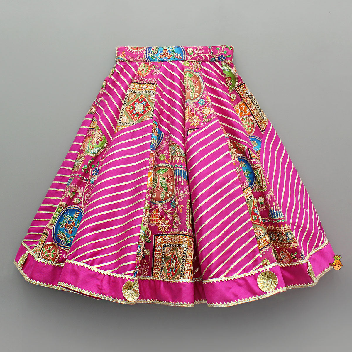 Pink Printed And Embroidered Top With Lehenga And Dupatta