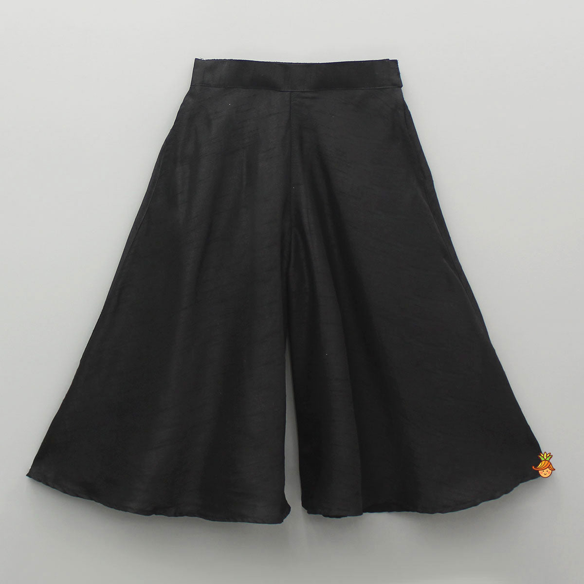 Embroidered Black Jacket Style Top And Flared Palazzo