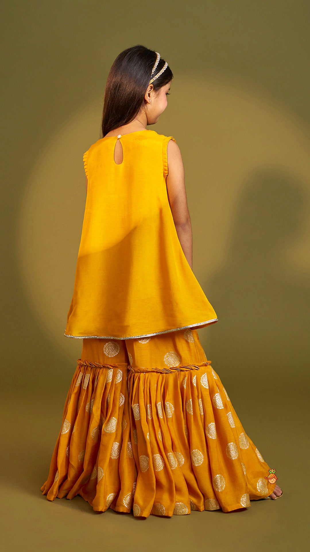 Embroidered Mustard Kurti And Sharara