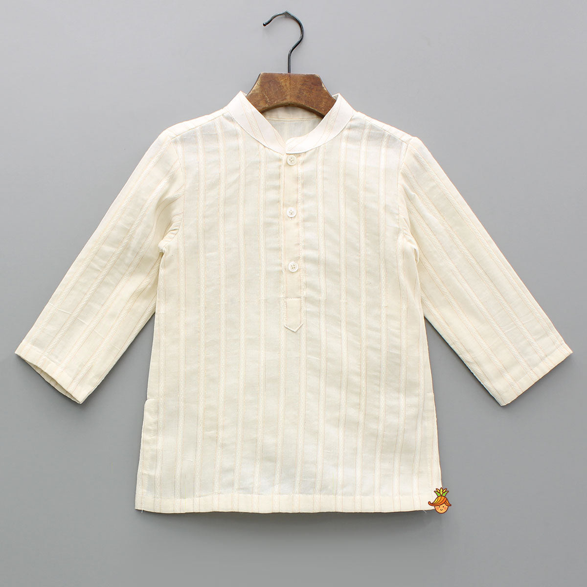 Cream Kurta And Heart Embroidered Jacket With Pyjama