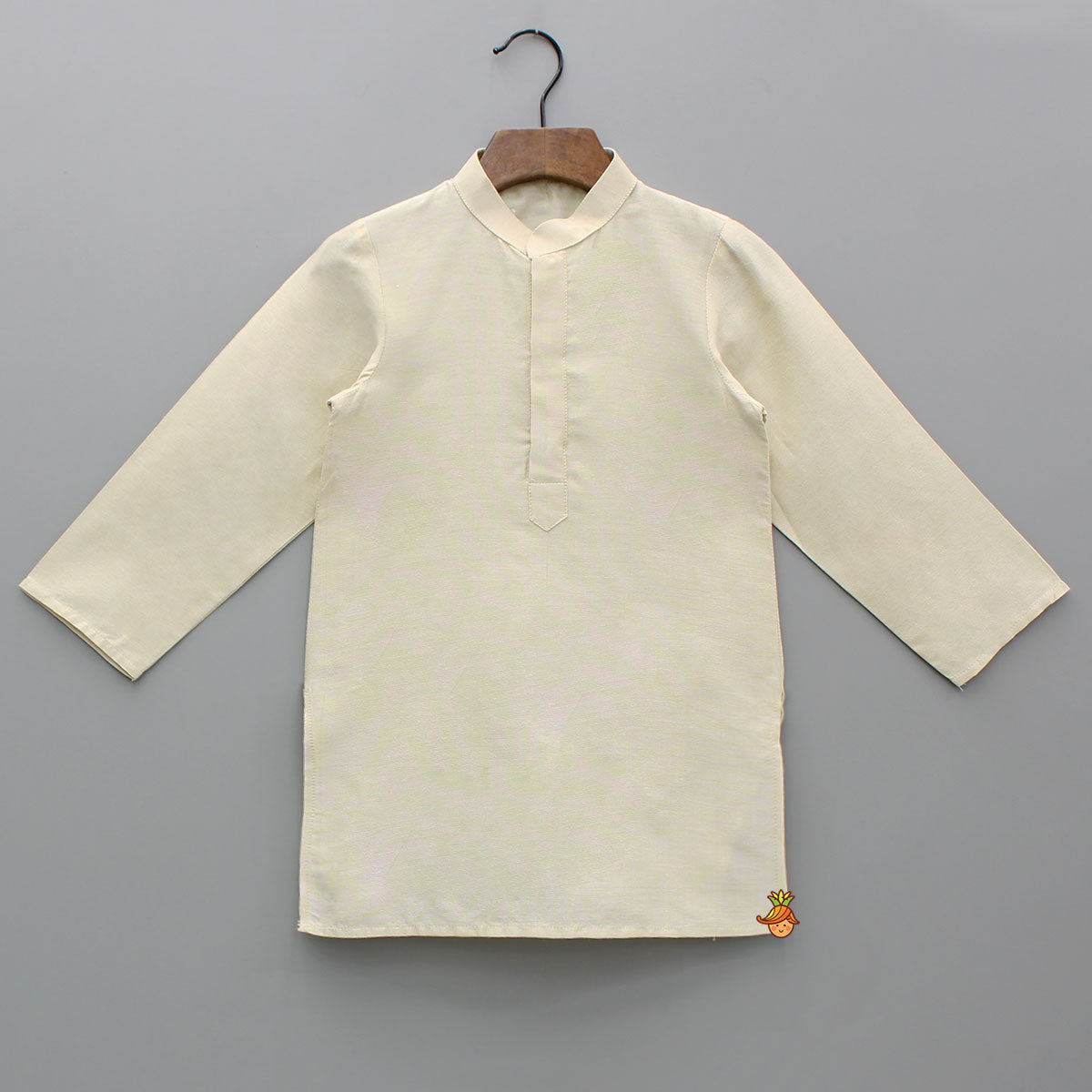 Beige Kurta With Embroidered Jacket And Pant