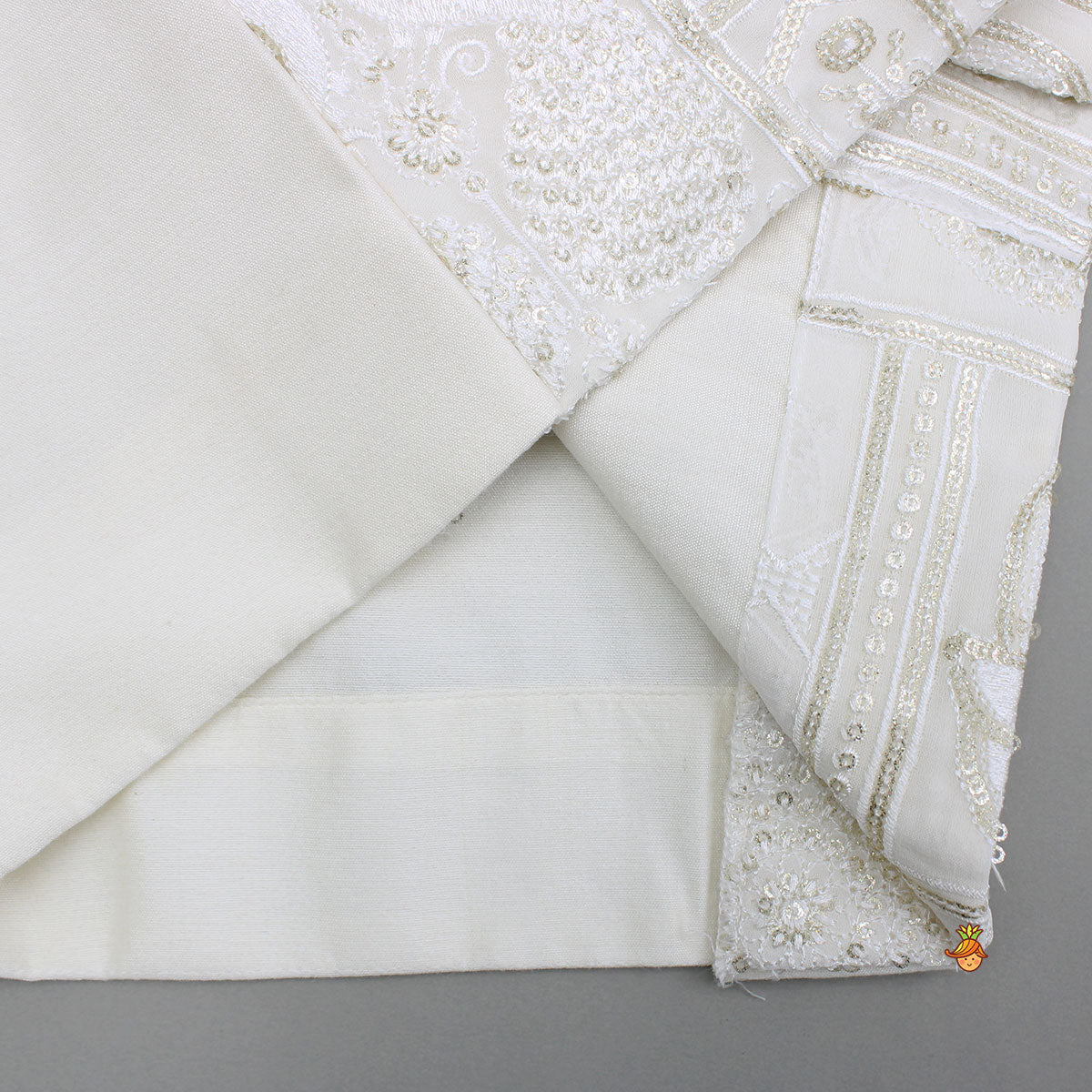 Beige Kurta With Embroidered Jacket And Pant