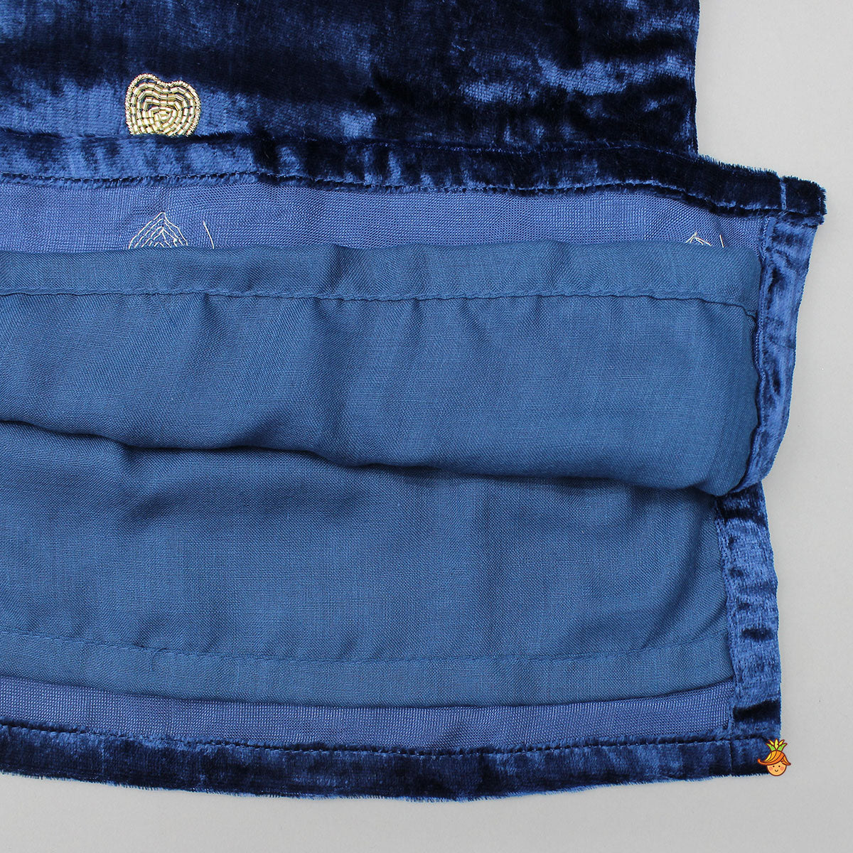 Blue Embroidered Velvet Kurti And Pant
