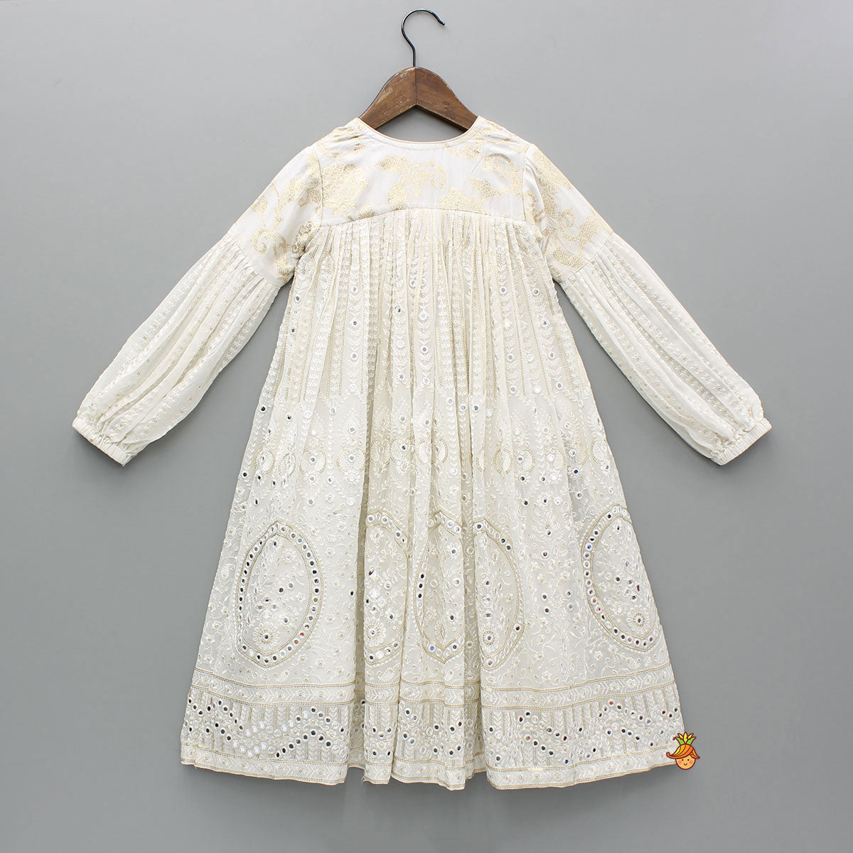 Off White Embroidered And Embellished Kurti