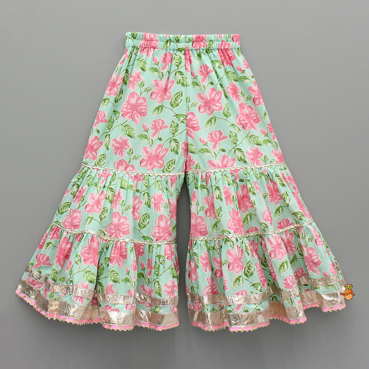 Floral Printed Stylish Backless Kurti With Sharara And Dupatta