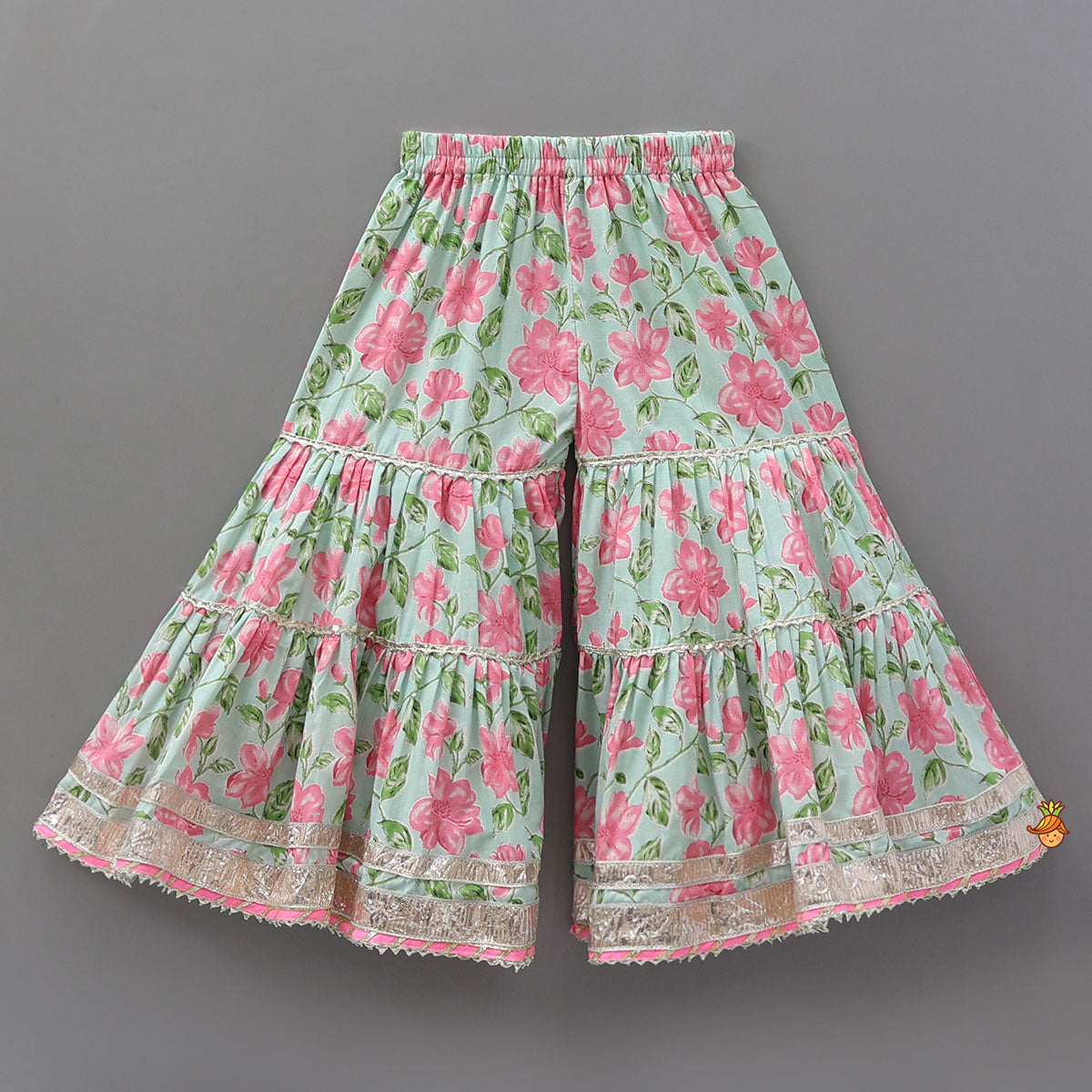Floral Printed Stylish Backless Kurti With Sharara And Dupatta