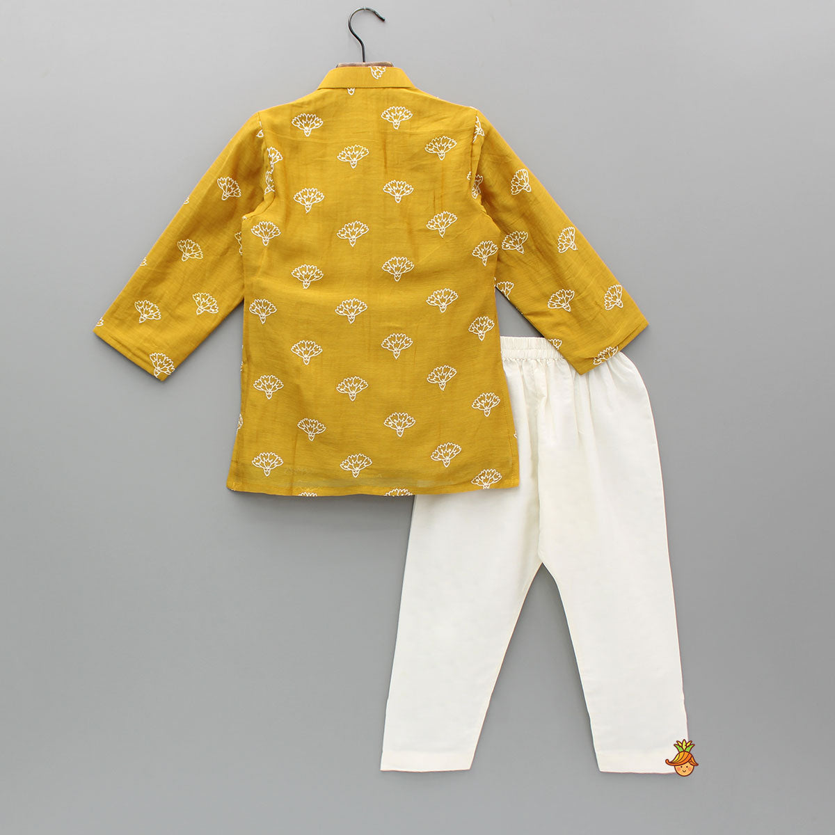 Chanderi Embroidered Mustard Kurta And Pyjama