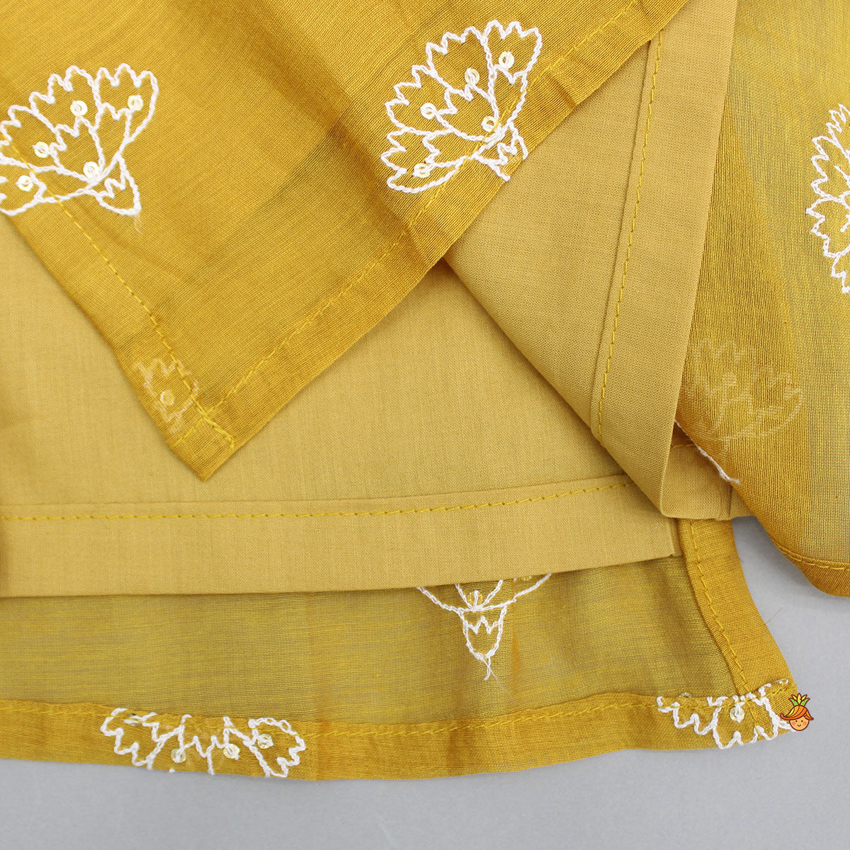 Chanderi Embroidered Mustard Kurta And Pyjama