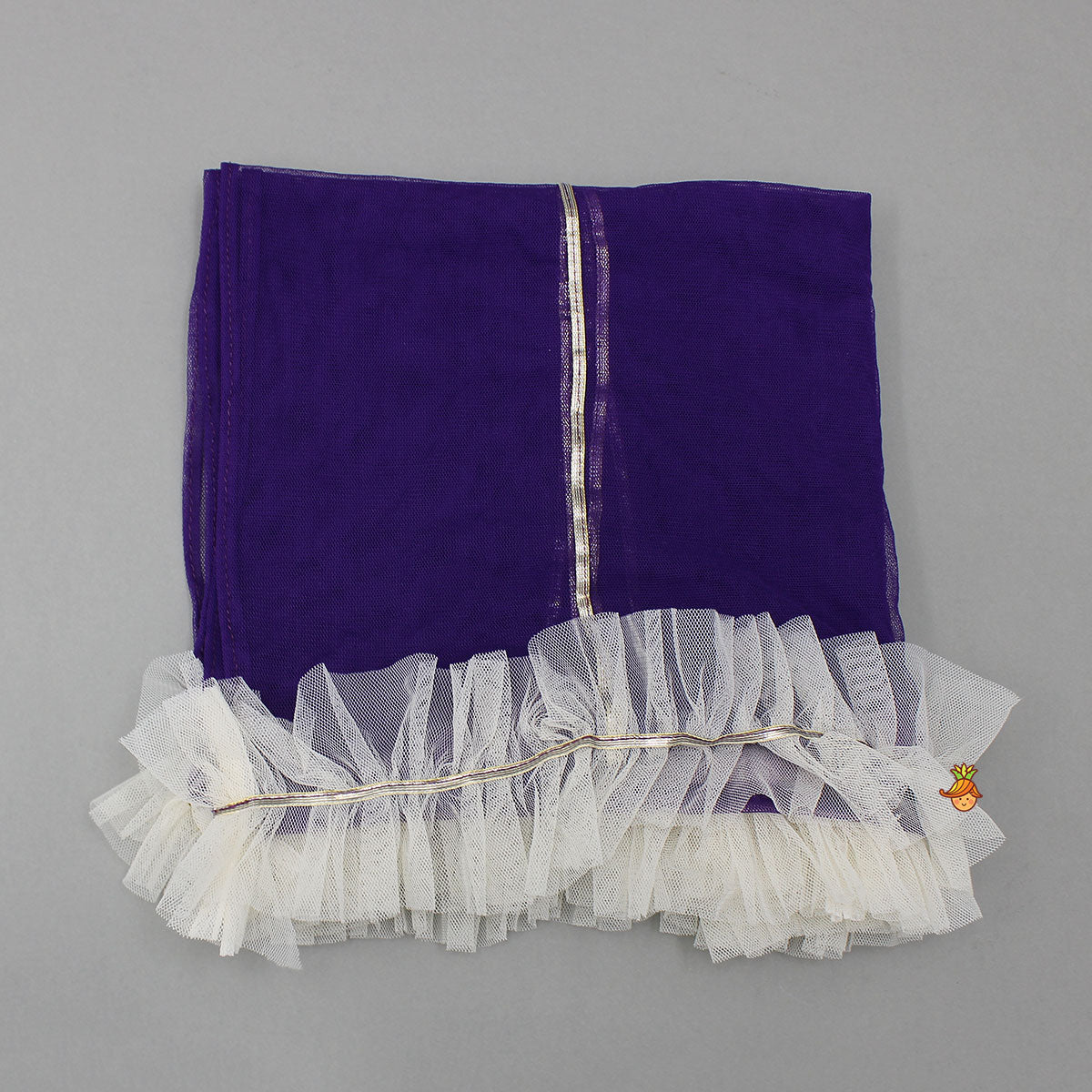 Purple Velvet Lace Detailed Top And Lehenga With Dupatta