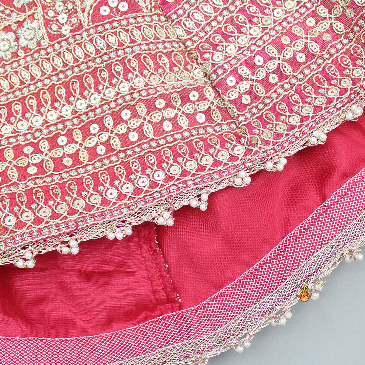 Pink Chanderi Embroidered Long Kurti And Black Velvet Pant