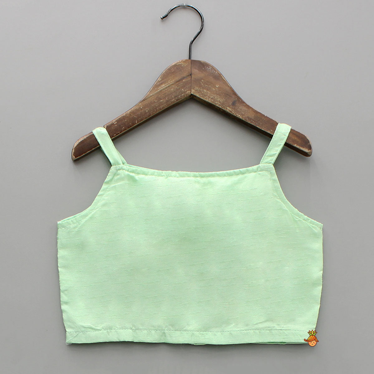 Green Strappy Top With Embroidered Jacket And Lehenga