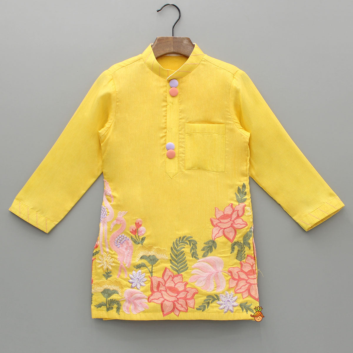 Yellow Embroidered Kurta And Pyjama