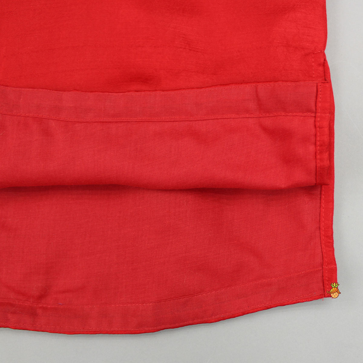 Red Kurta With Brocade Jacket And Pyjama