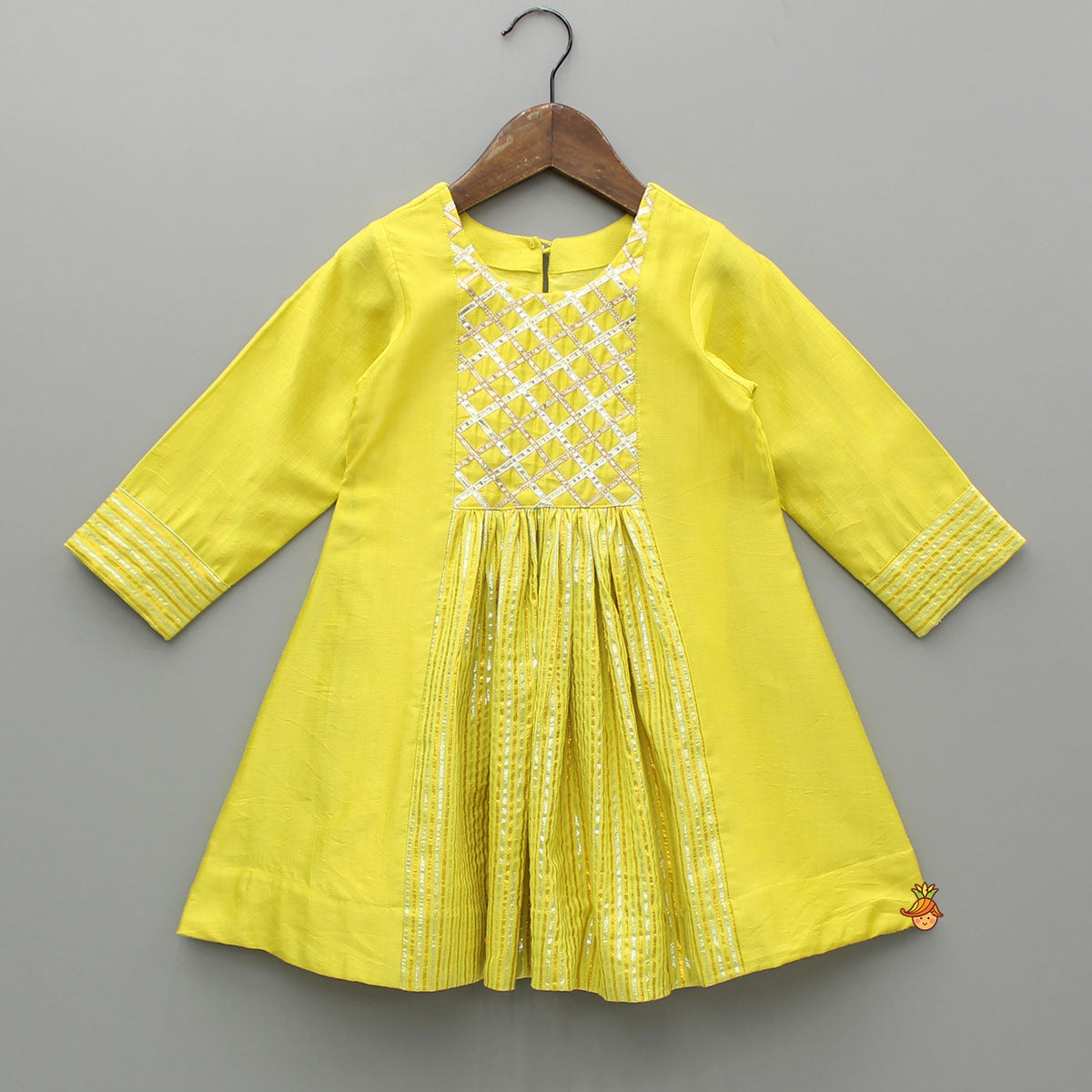 Yellow Kurti With Gota Lace Detailing And Pant With Matching Dupatta