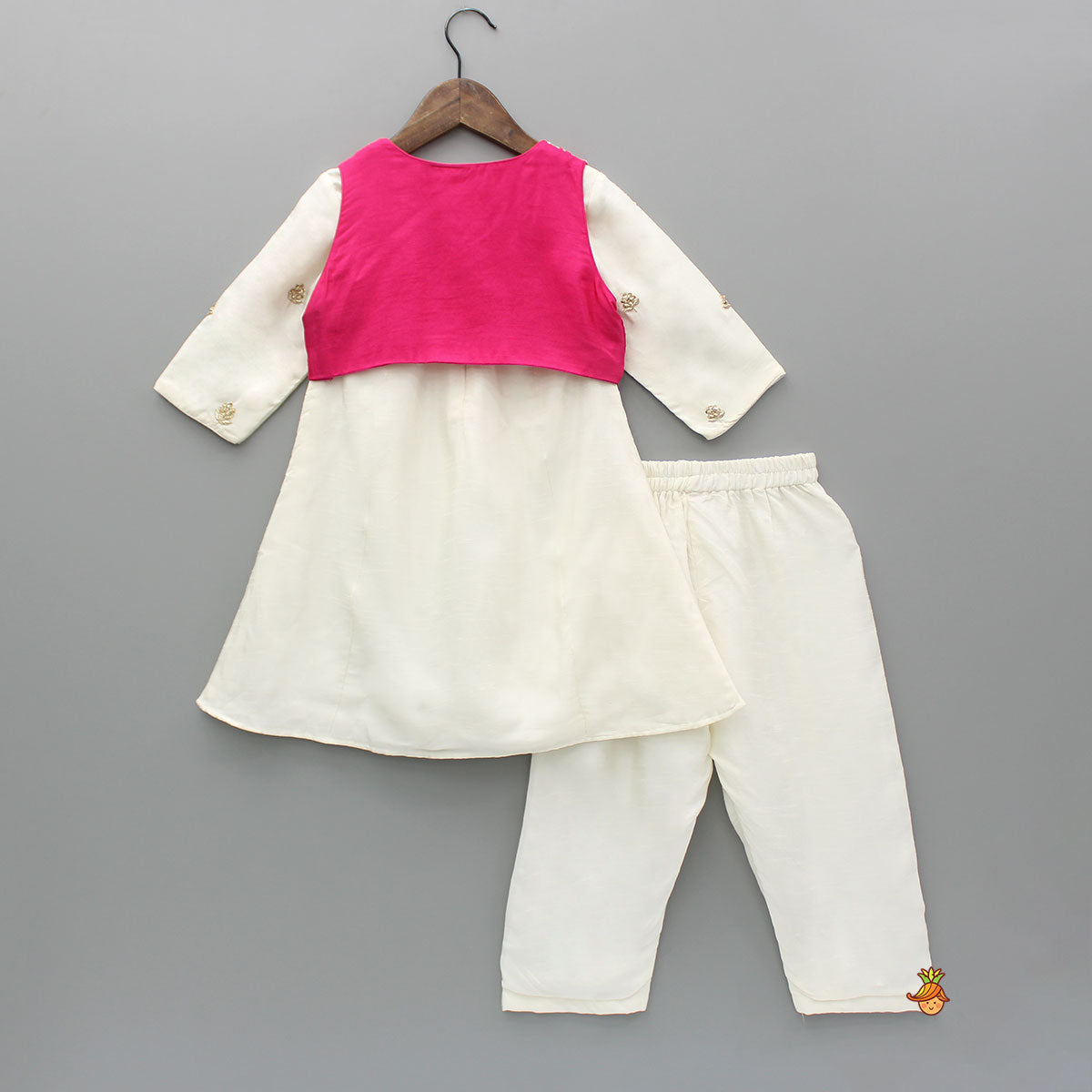 Embroidered Kurti With Jacket And Pant