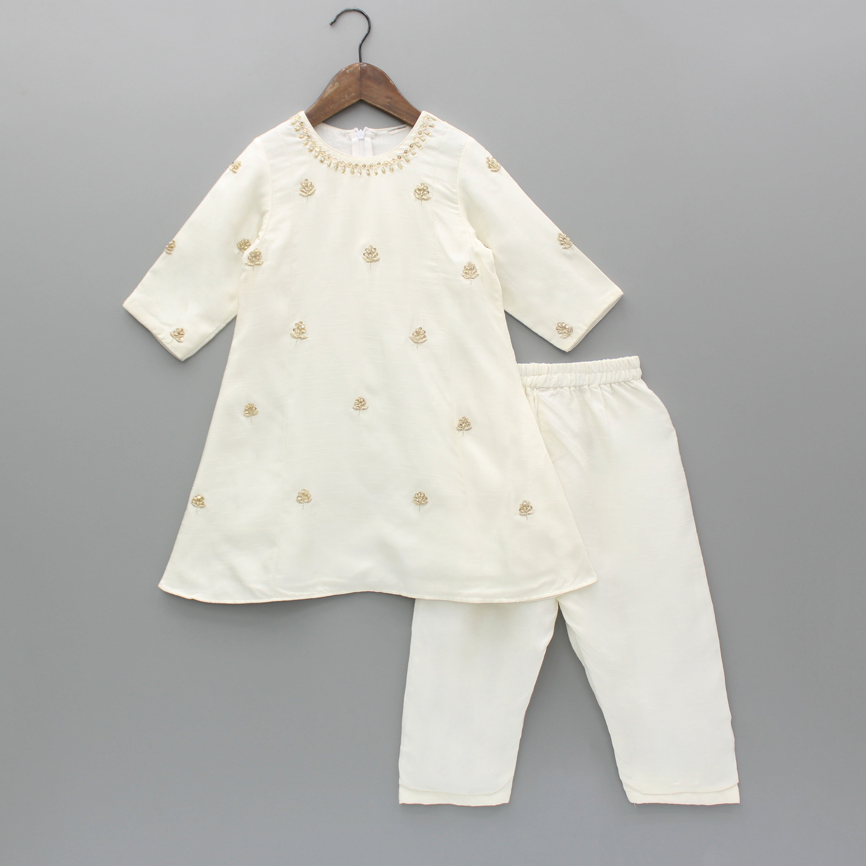 Embroidered Kurti With Jacket And Pant