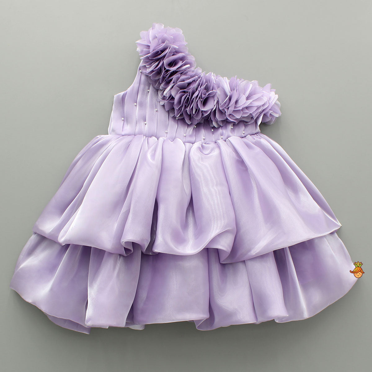 Embellished One Shoulder Lavender Dress
