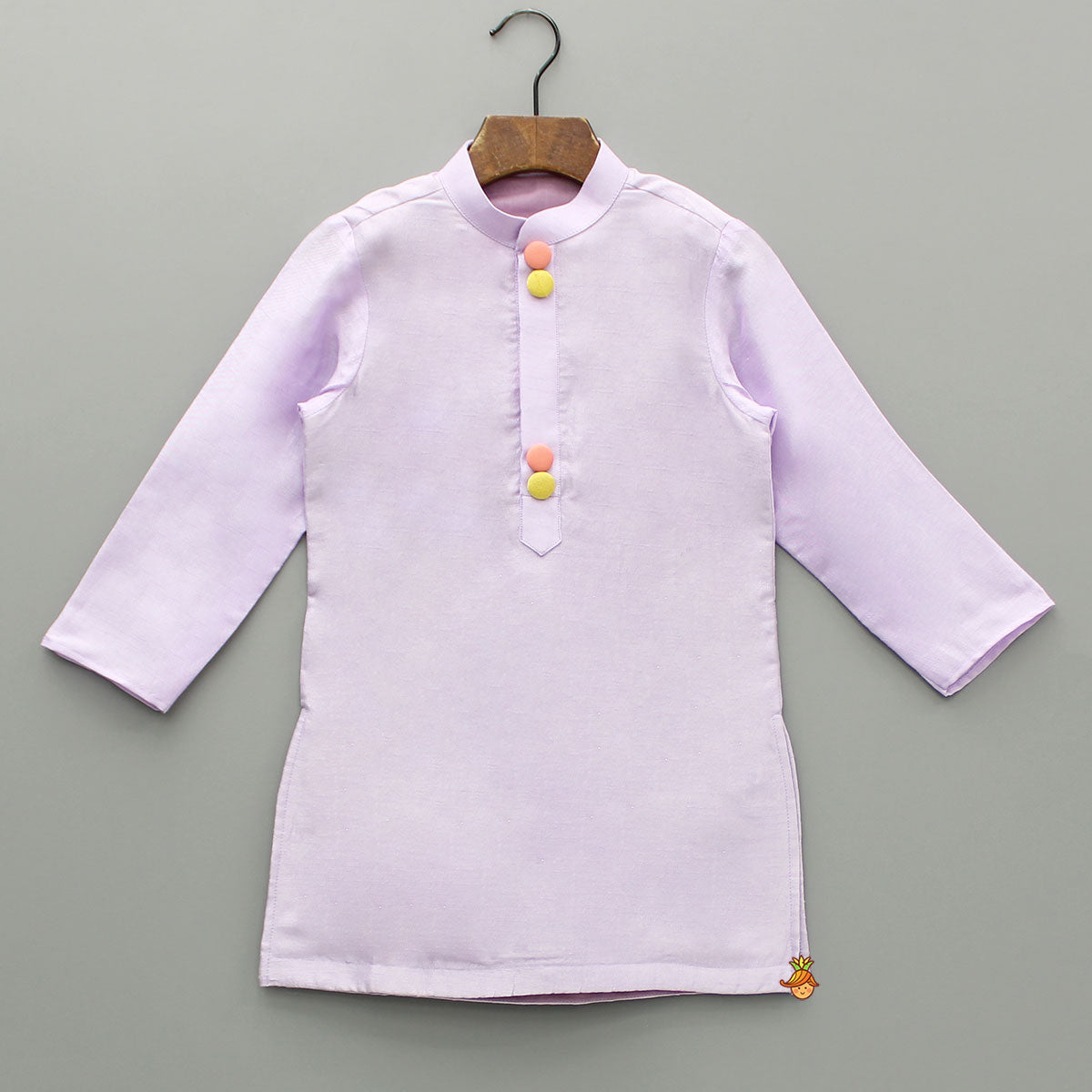 Lavender Kurta With Embroidered Front Open Jacket And Pyjama
